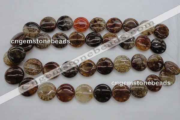 CAG4065 15.5 inches 20mm flat round dragon veins agate beads