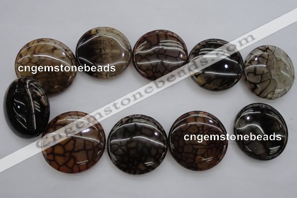 CAG4069 15.5 inches 40mm flat round dragon veins agate beads