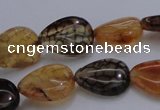 CAG4079 15.5 inches 10*14mm flat teardrop dragon veins agate beads