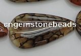 CAG4085 15.5 inches 20*40mm flat teardrop dragon veins agate beads