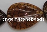 CAG4086 15.5 inches 30*40mm flat teardrop dragon veins agate beads