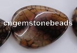 CAG4101 15.5 inches 30*40mm twisted flat teardrop dragon veins agate beads