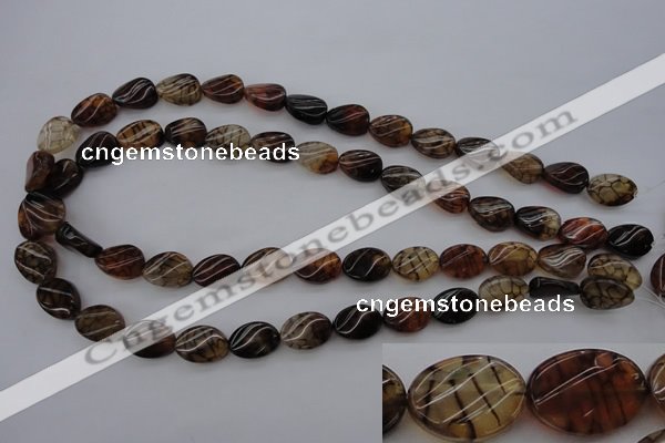 CAG4104 15.5 inches 10*14mm twisted oval dragon veins agate beads