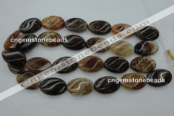 CAG4109 15.5 inches 20*30mm twisted oval dragon veins agate beads