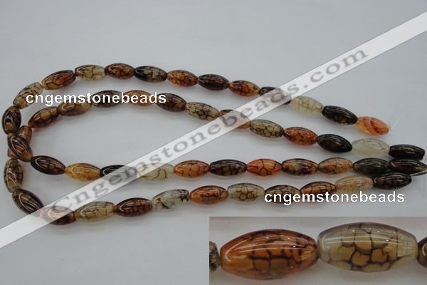 CAG4125 15.5 inches 8*16mm rice dragon veins agate beads