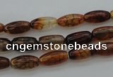 CAG4126 15.5 inches 6*12mm rice dragon veins agate beads