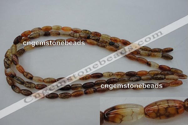 CAG4126 15.5 inches 6*12mm rice dragon veins agate beads