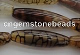 CAG4129 15.5 inches 12*40mm rice dragon veins agate beads