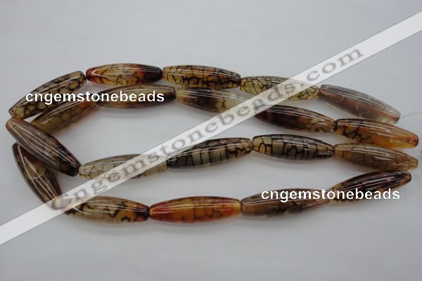 CAG4129 15.5 inches 12*40mm rice dragon veins agate beads