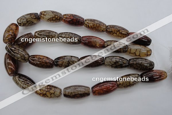 CAG4130 15.5 inches 15*30mm rice dragon veins agate beads