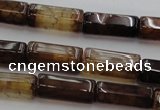 CAG4136 15.5 inches 7*14mm faceted tube dragon veins agate beads