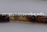 CAG4137 15.5 inches 6*20mm faceted tube dragon veins agate beads