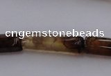CAG4137 15.5 inches 6*20mm faceted tube dragon veins agate beads
