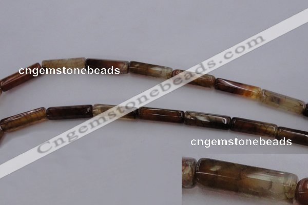 CAG4137 15.5 inches 6*20mm faceted tube dragon veins agate beads