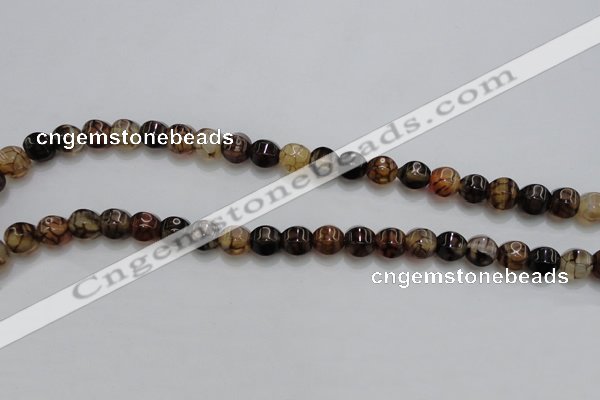 CAG4141 15.5 inches 8*8mm pumpkin dragon veins agate beads