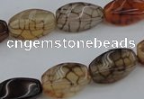 CAG4149 15.5 inches 6*12mm twisted rice dragon veins agate beads