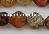 CAG4151 15.5 inches 10*14mm twisted rice dragon veins agate beads