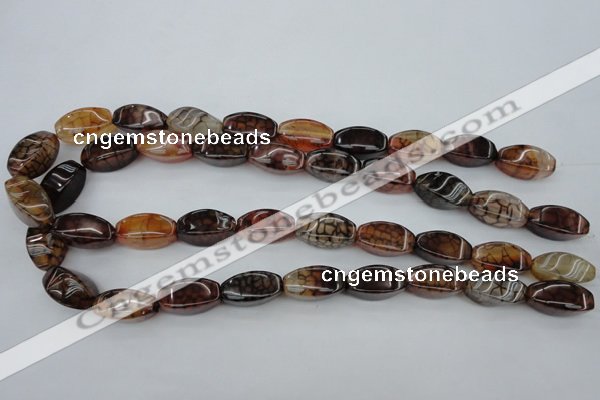 CAG4154 15.5 inches 10*20mm twisted rice dragon veins agate beads