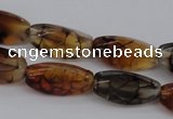 CAG4162 15.5 inches 8*16mm twisted trihedron dragon veins agate beads