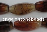 CAG4164 15.5 inches 10*20mm twisted trihedron dragon veins agate beads