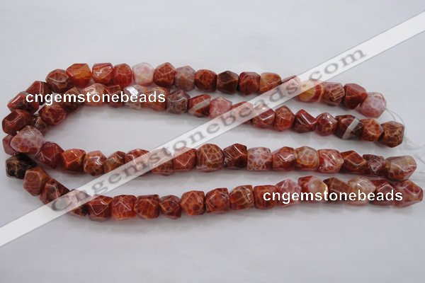 CAG4176 15.5 inches 10*11mm faceted nuggets natural fire agate beads