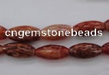 CAG4195 15.5 inches 8*16mm faceted rice natural fire agate beads