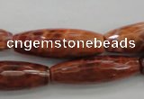 CAG4197 15.5 inches 10*30mm faceted rice natural fire agate beads