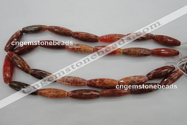 CAG4197 15.5 inches 10*30mm faceted rice natural fire agate beads