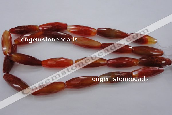 CAG4198 15.5 inches 12*35mm faceted rice natural fire agate beads