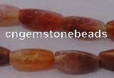 CAG4199 15.5 inches 7*14mm twisted trihedron natural fire agate beads