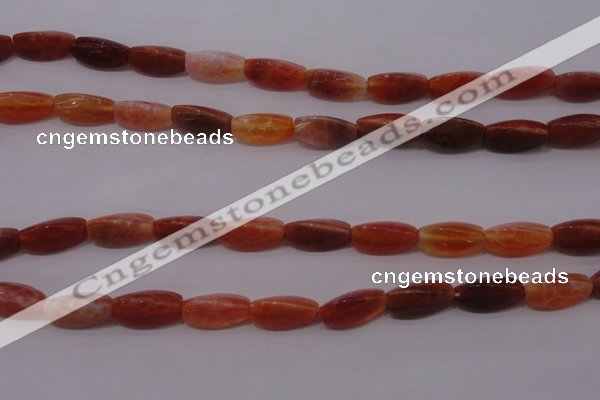 CAG4199 15.5 inches 7*14mm twisted trihedron natural fire agate beads