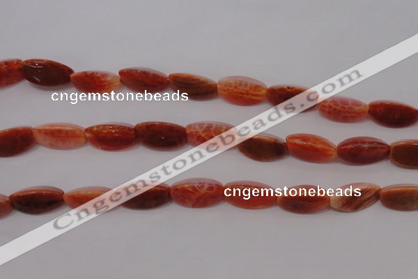 CAG4200 15.5 inches 8*16mm twisted trihedron natural fire agate beads