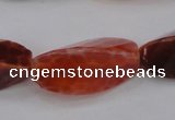 CAG4202 10*20mm faceted & twisted trihedron natural fire agate beads