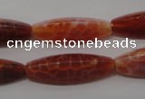 CAG4206 15.5 inches 10*30mm trihedron natural fire agate beads