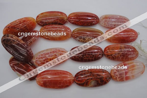 CAG4220 15.5 inches 25*50mm oval natural fire agate beads