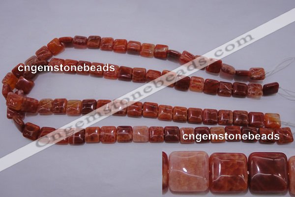 CAG4227 15.5 inches 10*10mm square natural fire agate beads