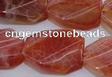 CAG4242 22*30mm faceted & twisted octagonal natural fire agate beads