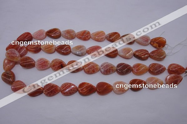 CAG4245 15.5 inches 13*18mm twisted flat teardrop natural fire agate beads