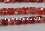 CAG4250 15.5 inches 8*8mm faceted square natural fire agate beads