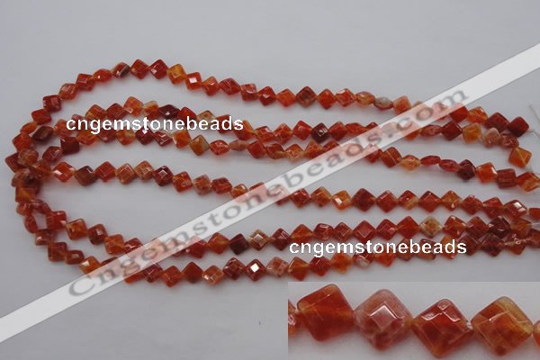 CAG4260 15.5 inches 6*6mm faceted diamond natural fire agate beads