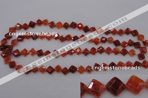 CAG4261 15.5 inches 8*8mm faceted diamond natural fire agate beads