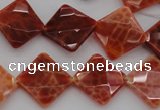 CAG4263 15.5 inches 14*14mm faceted diamond natural fire agate beads