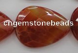 CAG4276 15.5 inches 25*35mm faceted flat teardrop natural fire agate beads