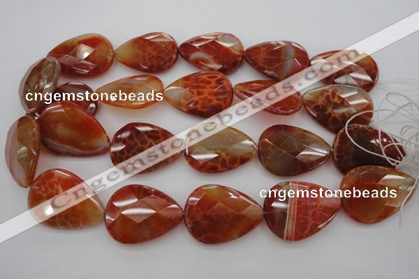 CAG4276 15.5 inches 25*35mm faceted flat teardrop natural fire agate beads