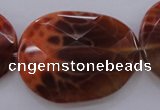 CAG4280 15.5 inches 28*39mm faceted freeform natural fire agate beads