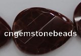 CAG4285 30*40mm faceted & twisted teardrop natural fire agate beads