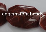 CAG4288 30*40mm faceted & twisted octagonal natural fire agate beads