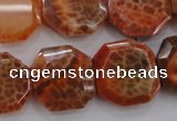 CAG4290 15.5 inches 20*20mm octagonal natural fire agate beads