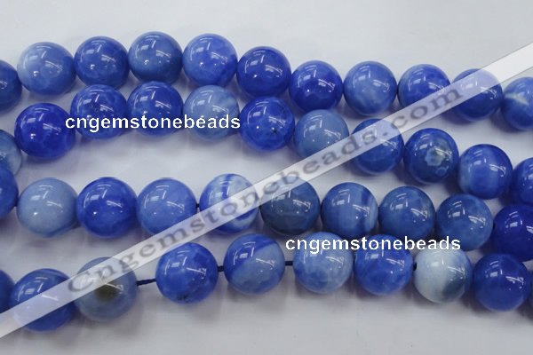 CAG4305 15.5 inches 14mm round dyed blue fire agate beads