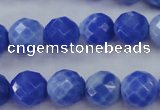 CAG4312 15.5 inches 8mm faceted round dyed blue fire agate beads